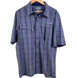 Salt Life Uvapor Blue Check Vented Short Sleeve Outdoor Fishing Shirt Size Large